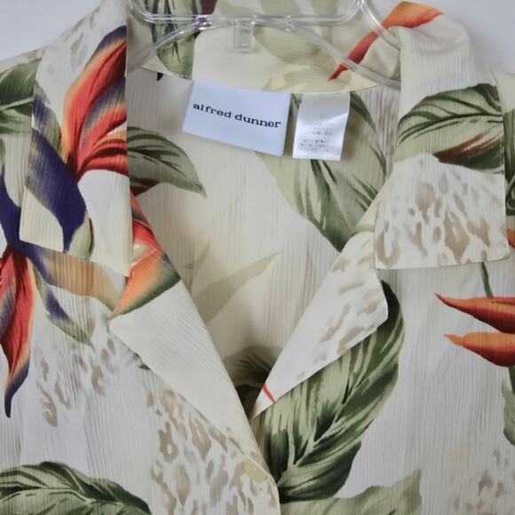 Alfred Dunner Bird Of Paridise Grannycore Tropical Hawaiian  Retro Button Top 12 - Picture 4 of 15